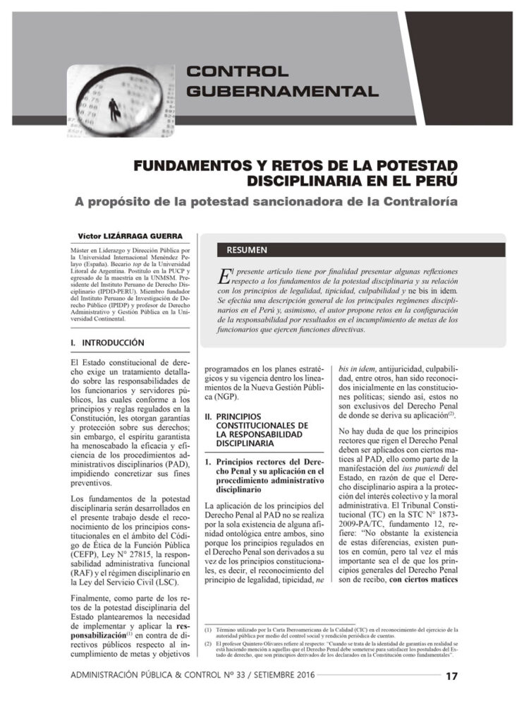FUNDAMENTOS Y RETOS DE LA POTESTAD DISCIPLINARIA EN EL PERÚ 8 0001 2 1